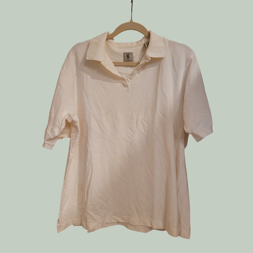 Gear for Sports Women Cream Short Sleeve Polo Shirt Cotton Stretch Size L